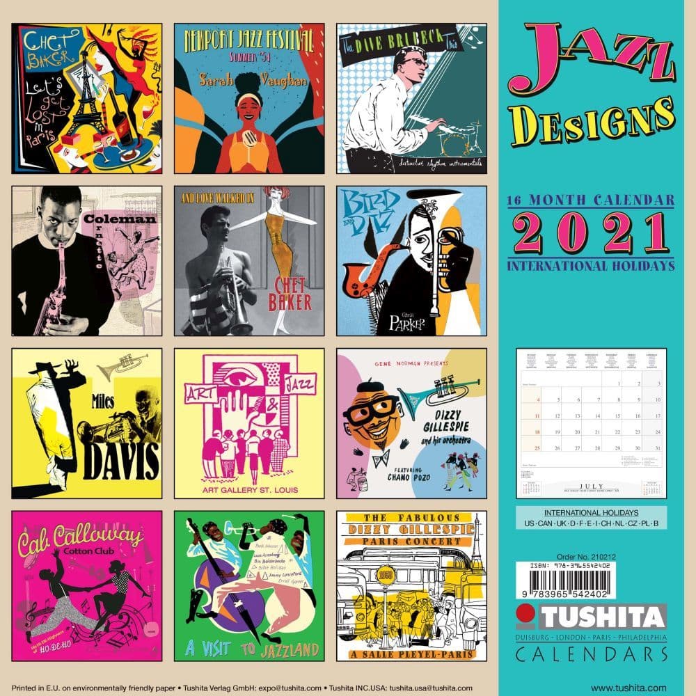 Jazz Alley Calendar 2023 Jazz Designs Wall Calendar - Calendars.com