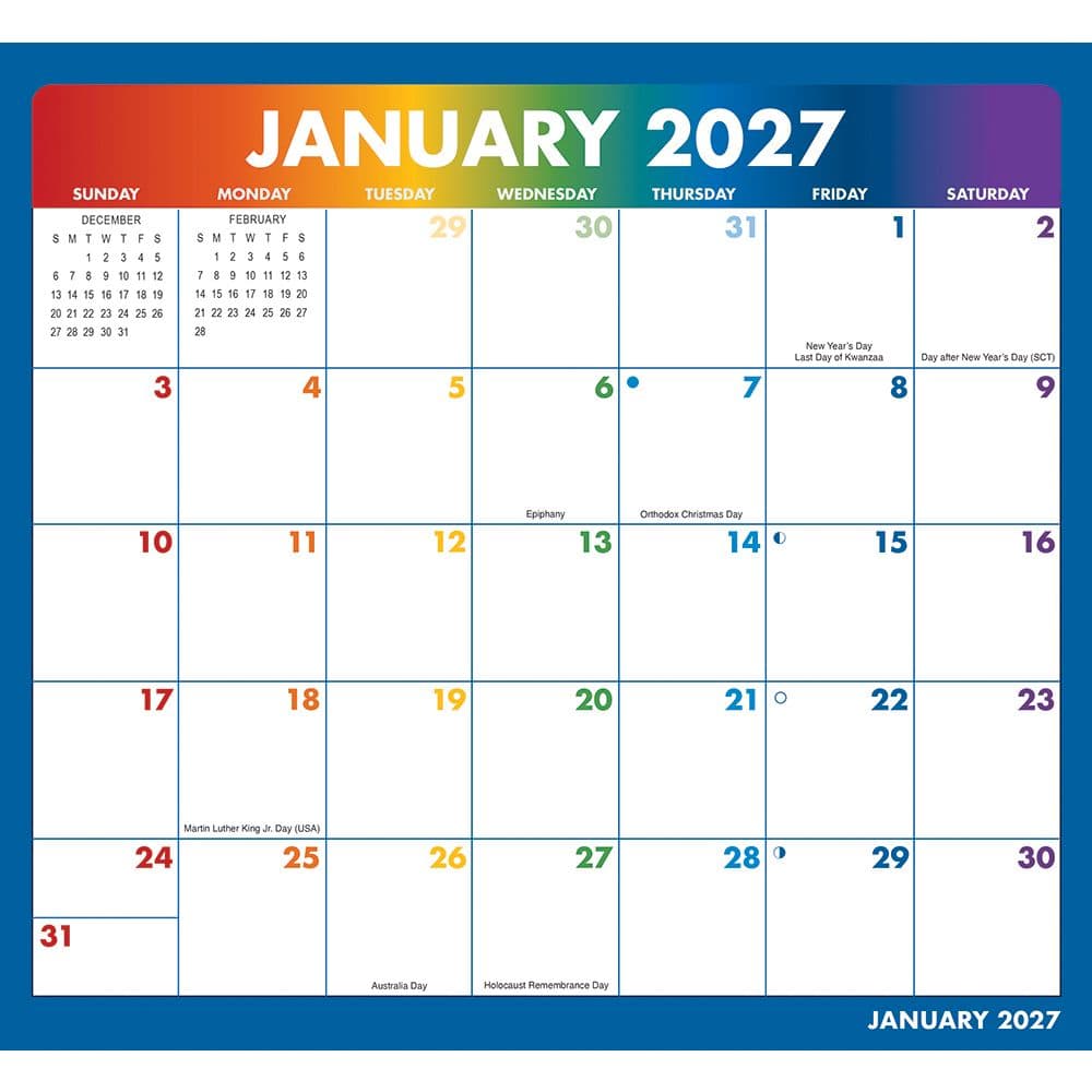 Rainbow Jumbo Magic Grip 2027 Wall Calendar Fourth Alternate Image