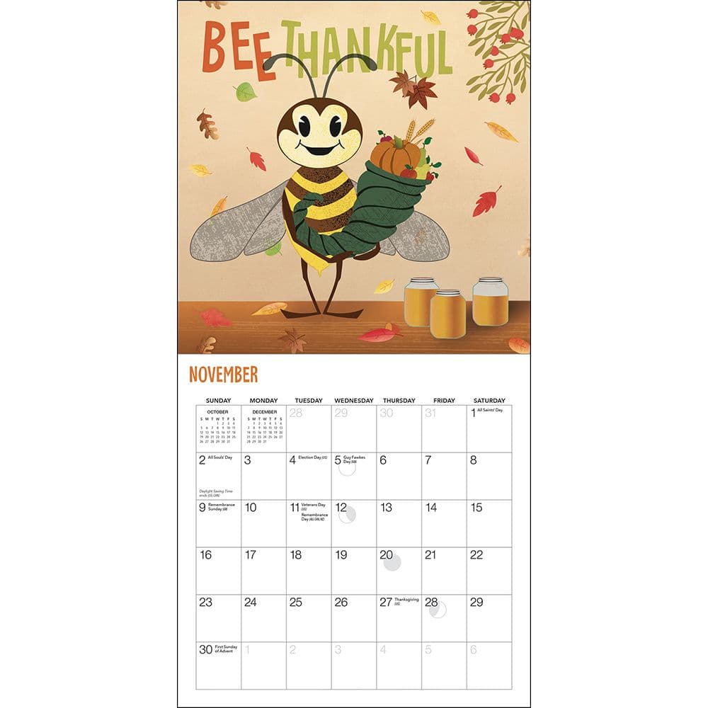 Bee Happy 2025 Mini Wall Calendar Third Alternate Image width="1000" height="1000"