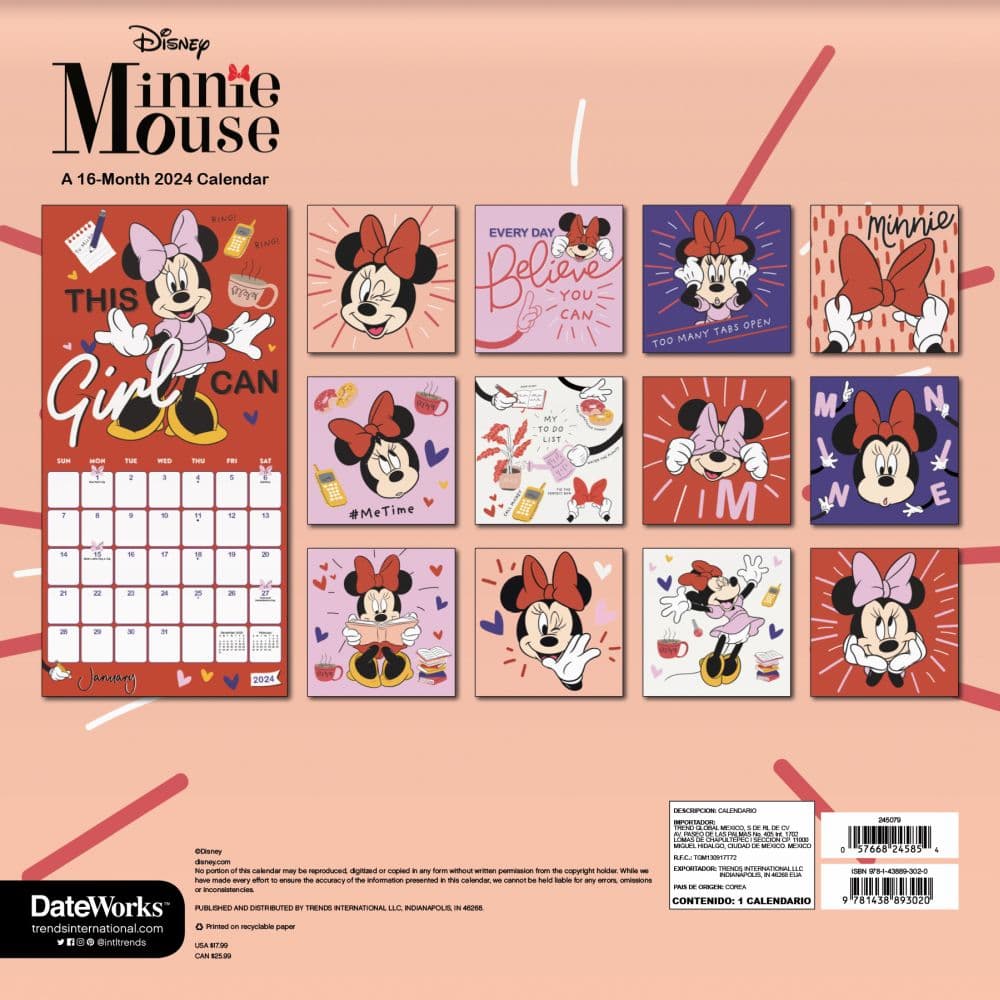 Minnie Mouse 2024 Wall Calendar Alternate Image 2