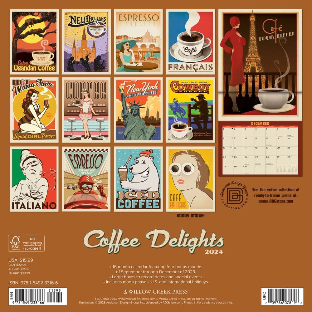 Coffee Delights ADG 2024 Wall Calendar