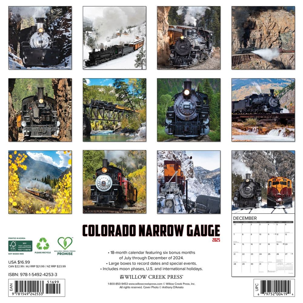 Colorado Narrow Gauge Railroads 2025 Wall Calendar First Alternate Image width=&quot;1000&quot; height=&quot;1000&quot;