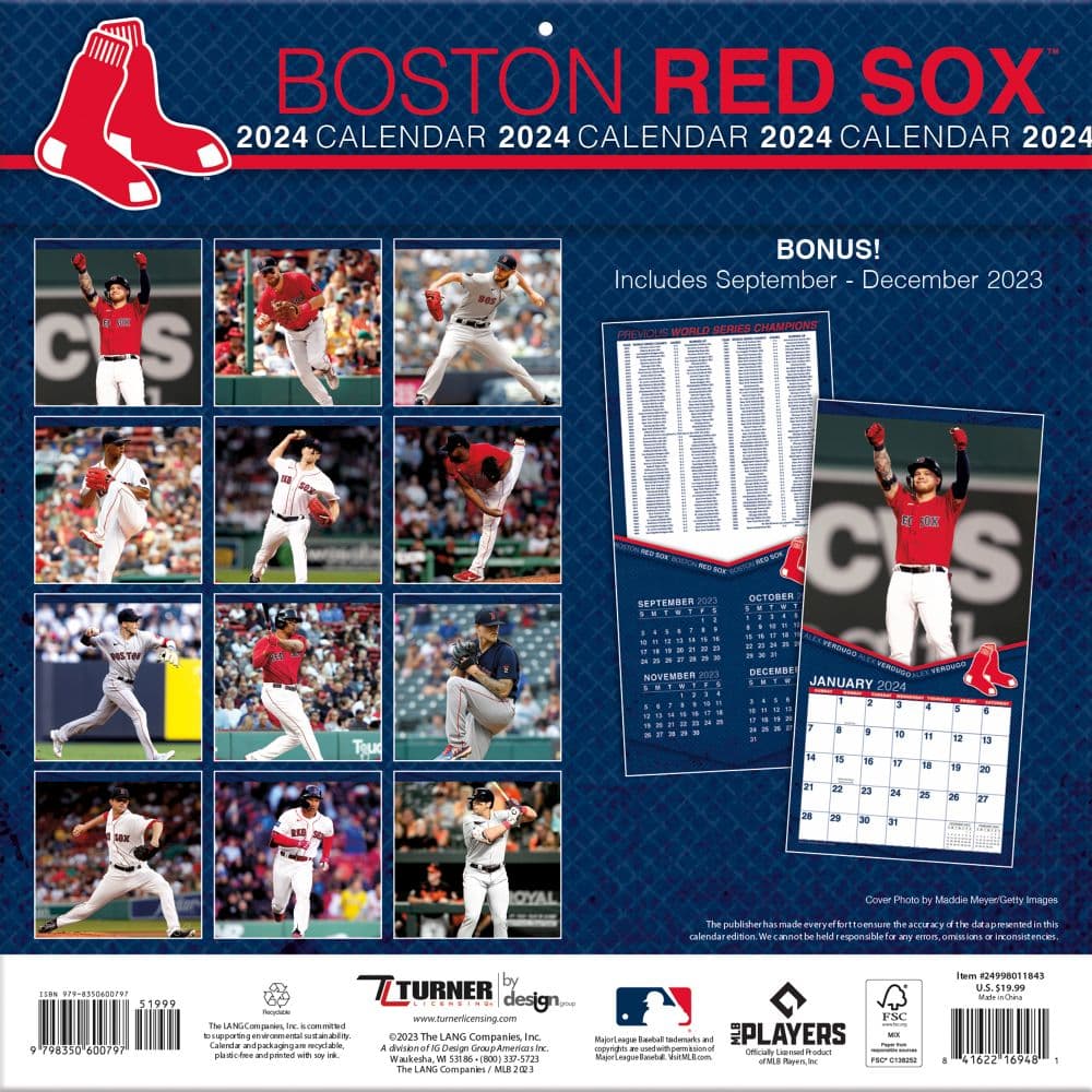 Boston Red Sox 2024 Wall Calendar Calendars com