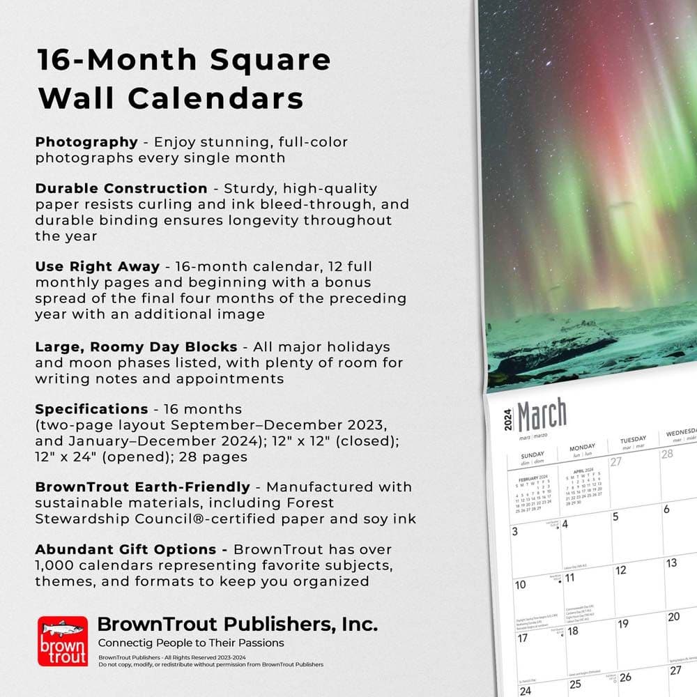 Aurora Borealis 2025 Wall Calendar