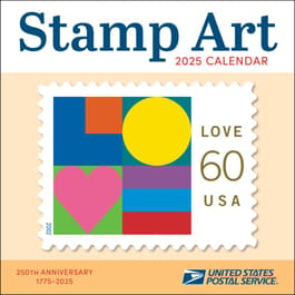 US Postal Service Stamp Art 2025 Wall Calendar