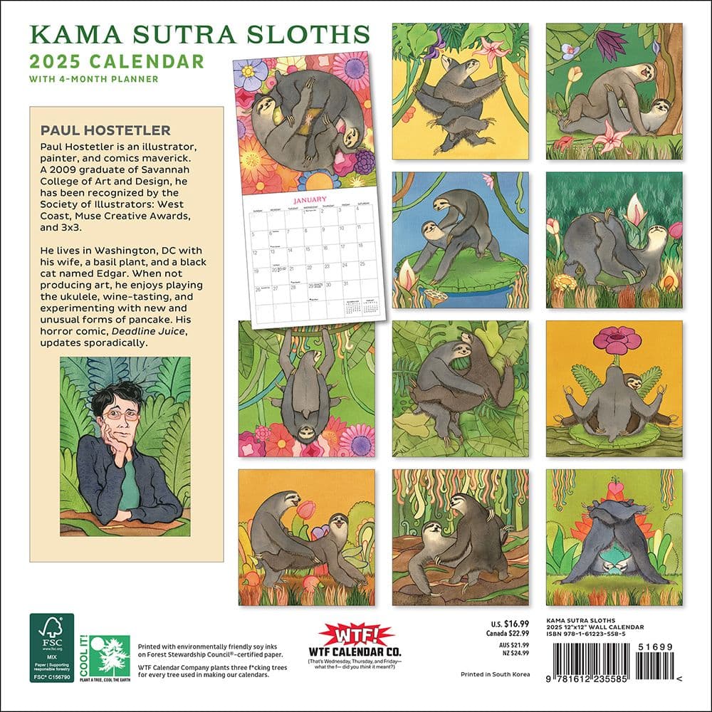 Kama Sutra Sloths 2025 Wall Calendar First Alternate Image width="1000" height="1000"