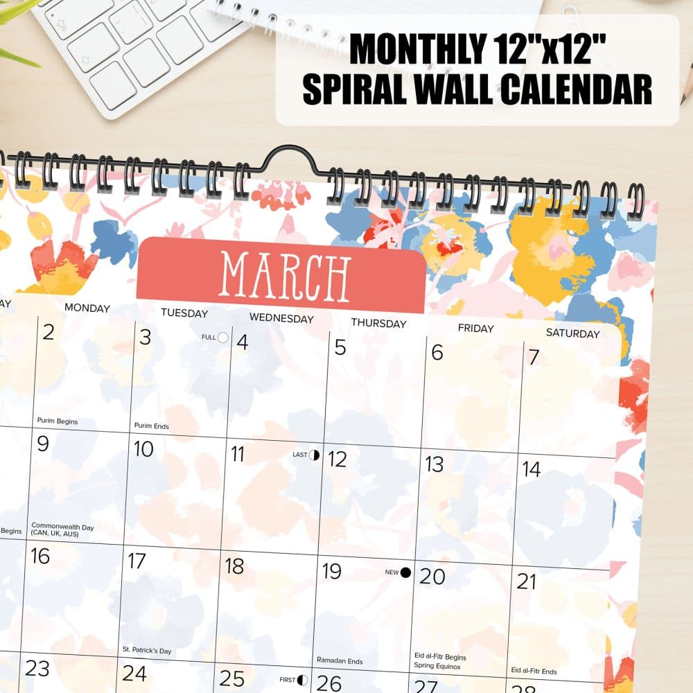 Meadow Flowers Spiral Art 2026 Wall Calendar Third Alternate Image