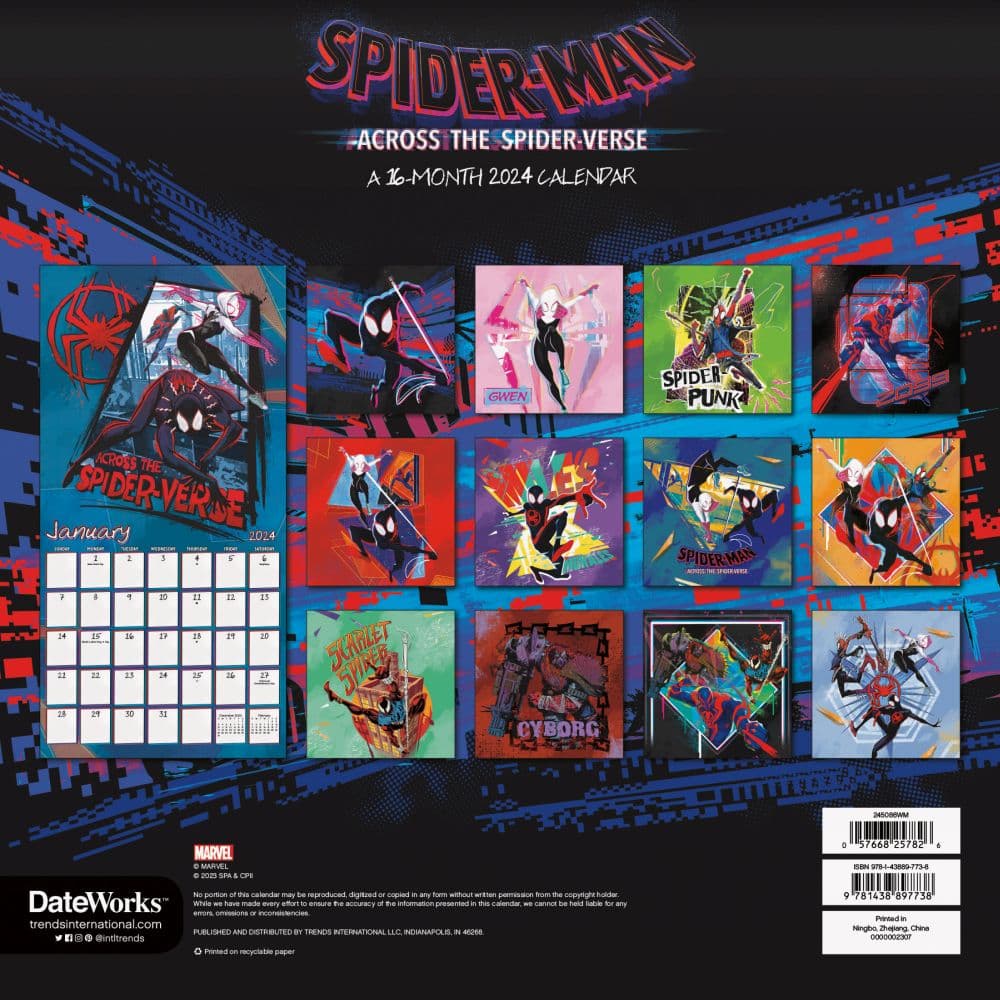 SpiderMan Across Spider Verse Part One 2025 Wall Calendar