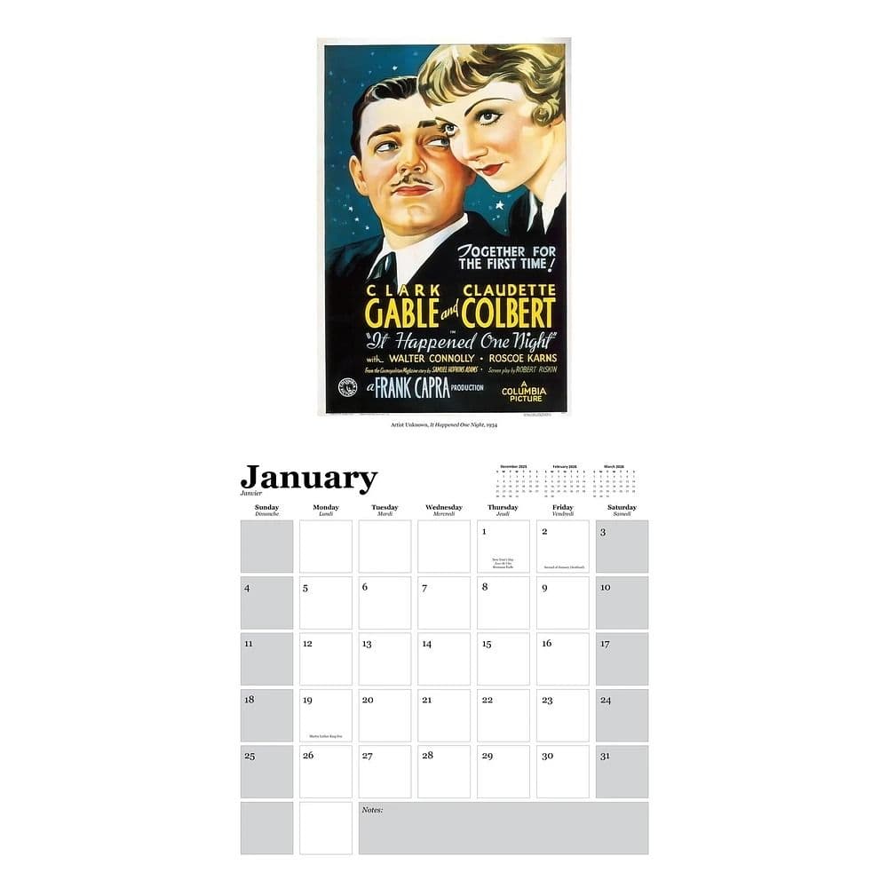 Vintage Movie Square Poster 2026 Wall Calendar Third Alternate Image