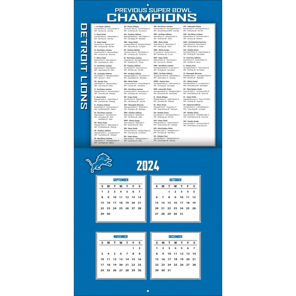 NFL Detroit Lions 2025 Wall Calendar Second Alternate Image width="1000" height="1000"