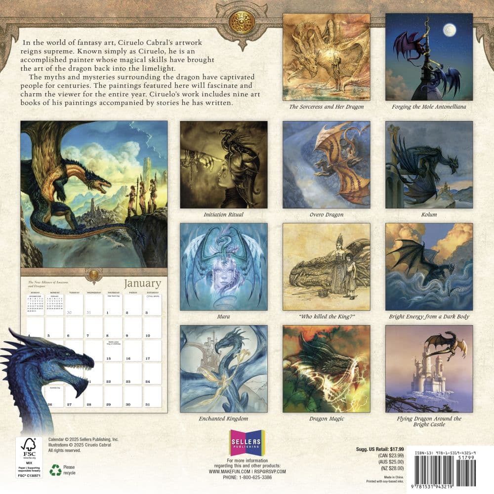 Dragons Ciruelo 2026 Wall Calendar First Alternate Image