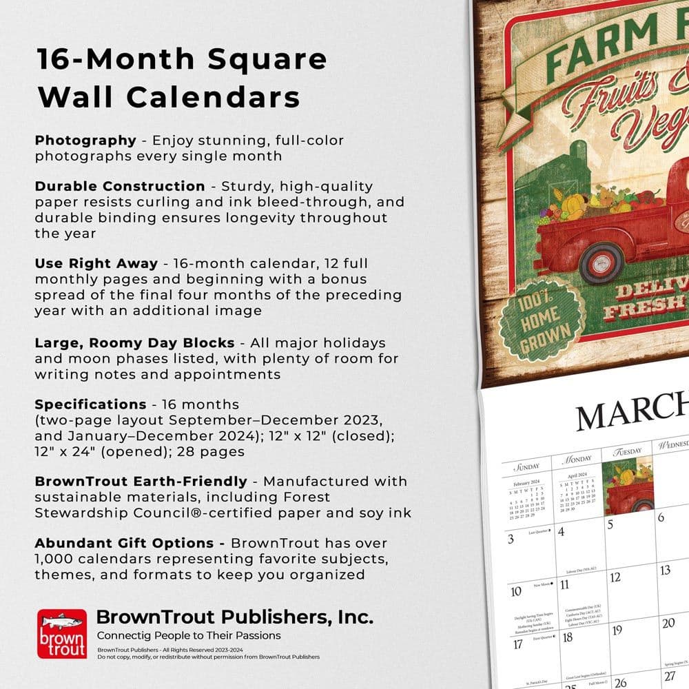 Farmers Market 2024 Wall Calendar