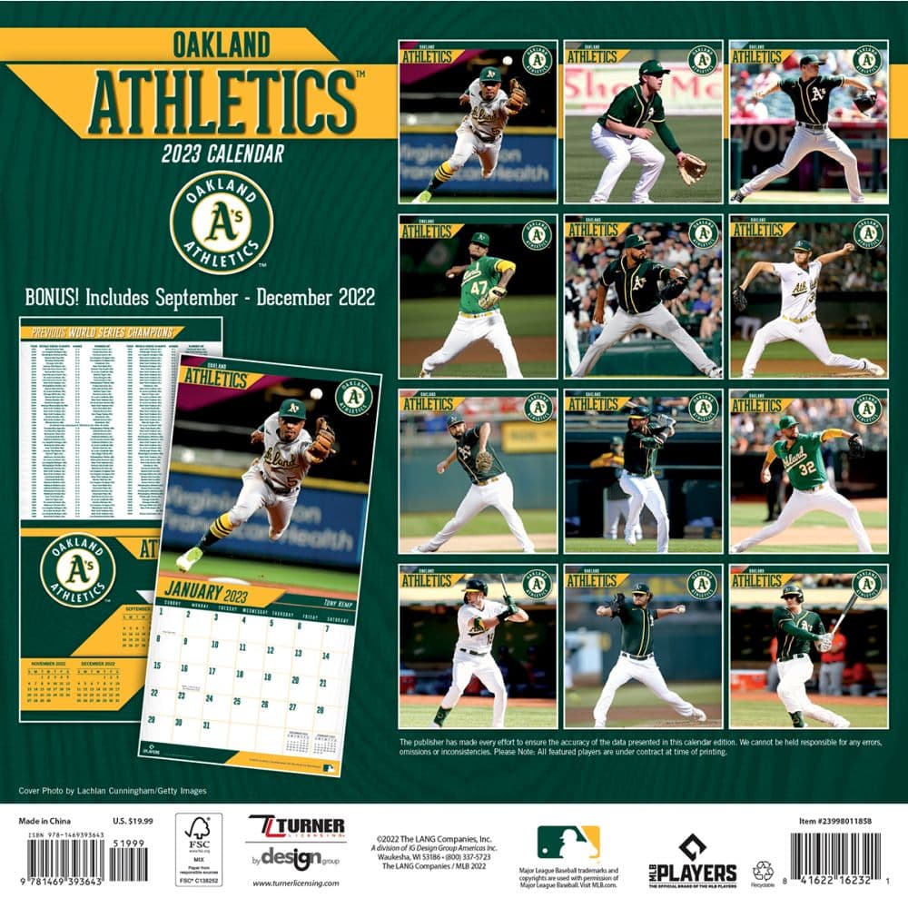 MLB Oakland Athletics 2023 Wall Calendar - Calendars.com