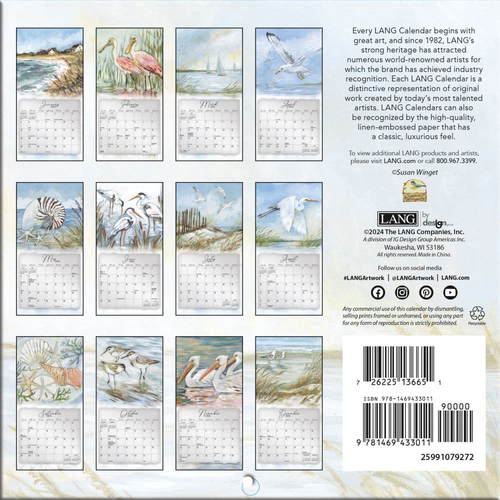 Coastal Shores by Susan Winget 2025 Mini Wall Calendar