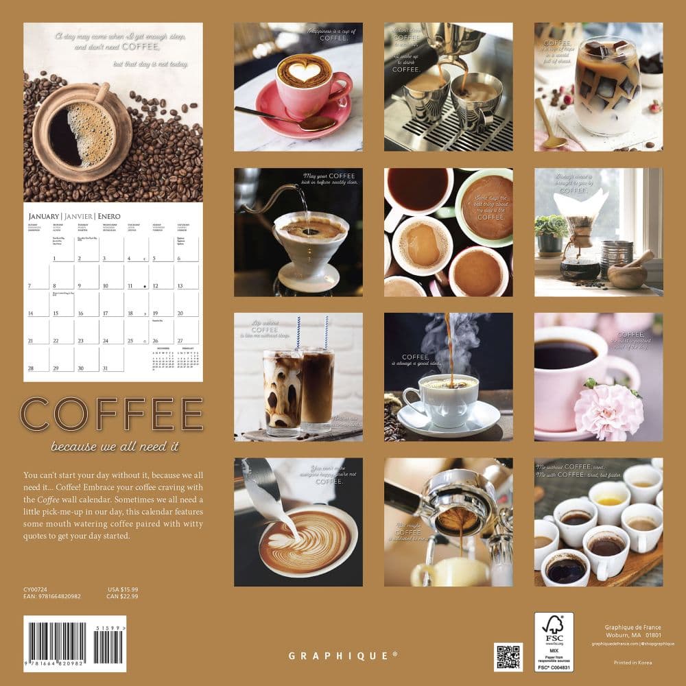 Coffee Lovers 2024 Wall Calendar