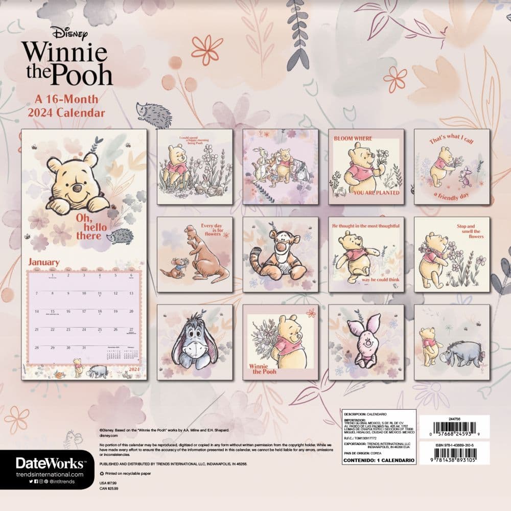 Winnie The Pooh 2024 Wall Calendar Alternate Image 2