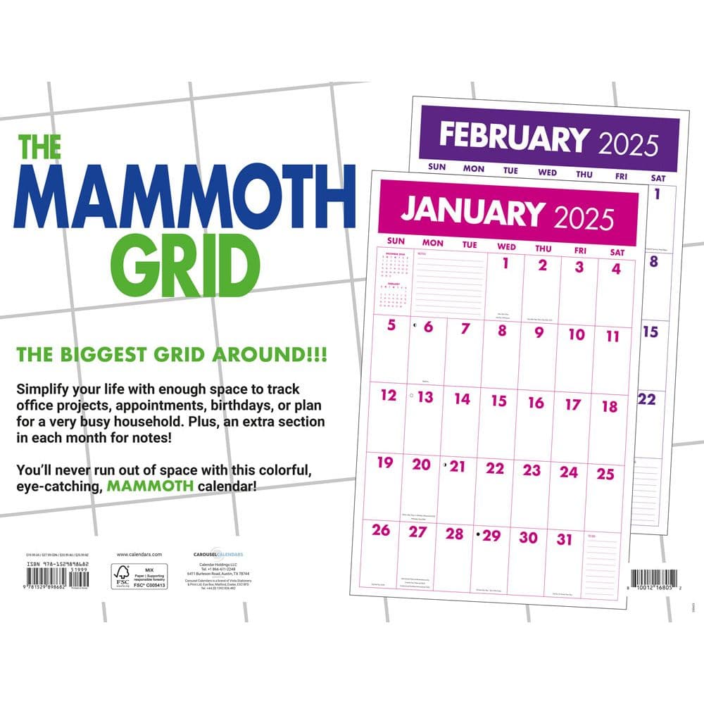 Mammoth Grid 2025 Wall Calendar First Alternate Image width=&quot;1000&quot; height=&quot;1000&quot;