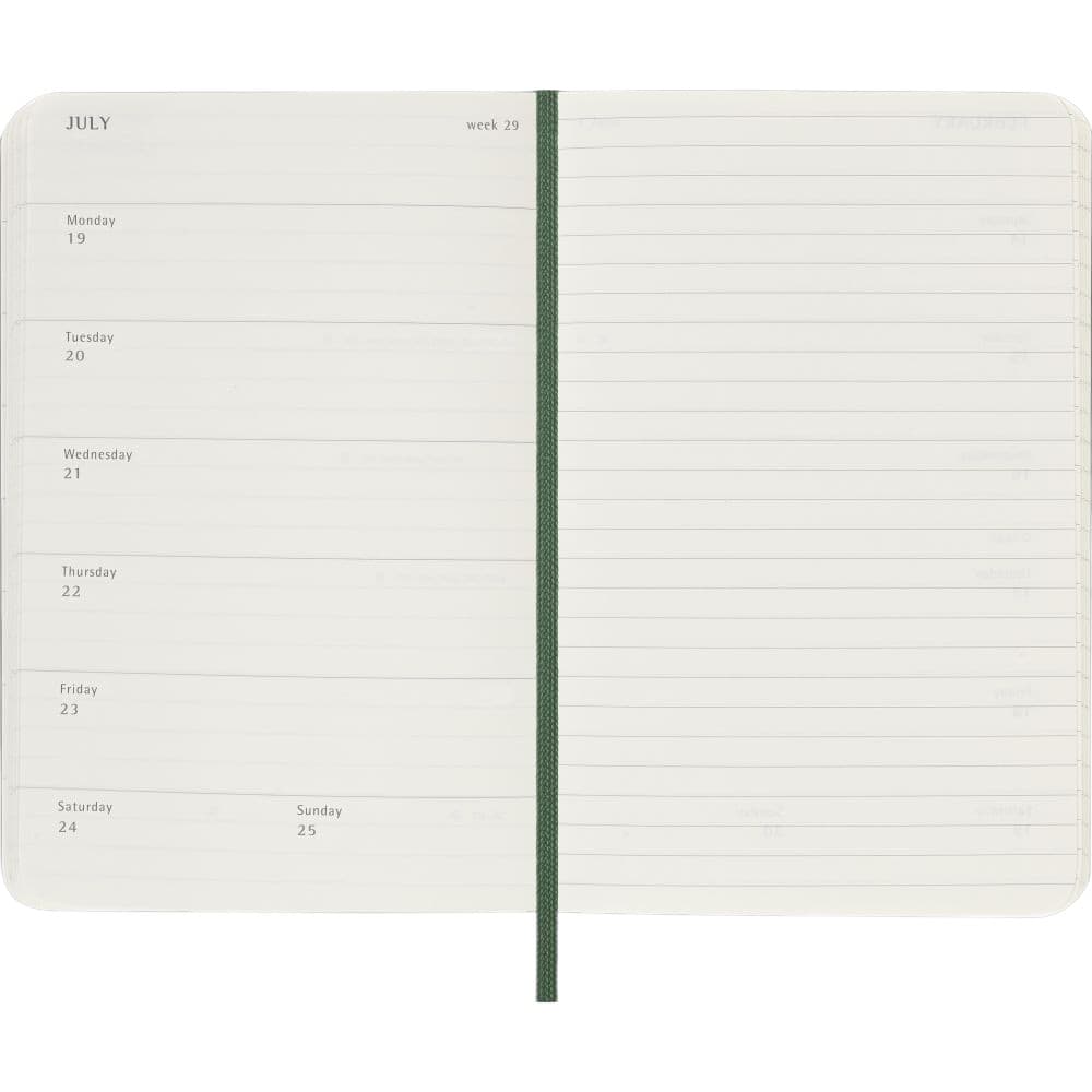 Moleskine Myrtle Green Pocket Soft Cover 2027 Weekly Planner Third Alternate Image