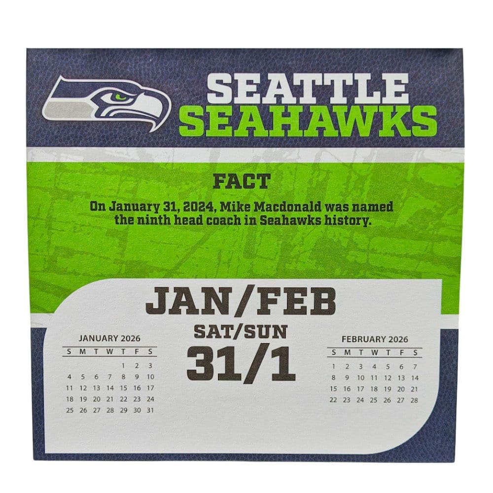 NFL Seattle Seahawks 2026 Desk Calendar Third Alternate Image