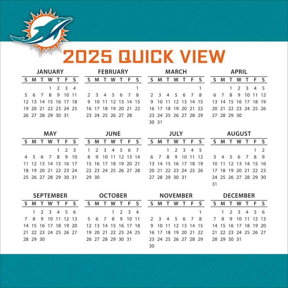 NFL Miami Dolphins 2025 Desk Calendar Fourth Alternate Image width="1000" height="1000"