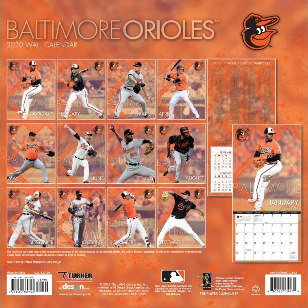 Baltimore Orioles Wall Calendar