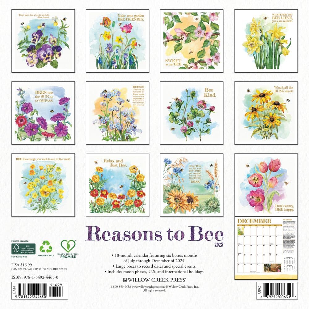 Reasons To Bee 2025 Wall Calendar First Alternate Image width=&quot;1000&quot; height=&quot;1000&quot;