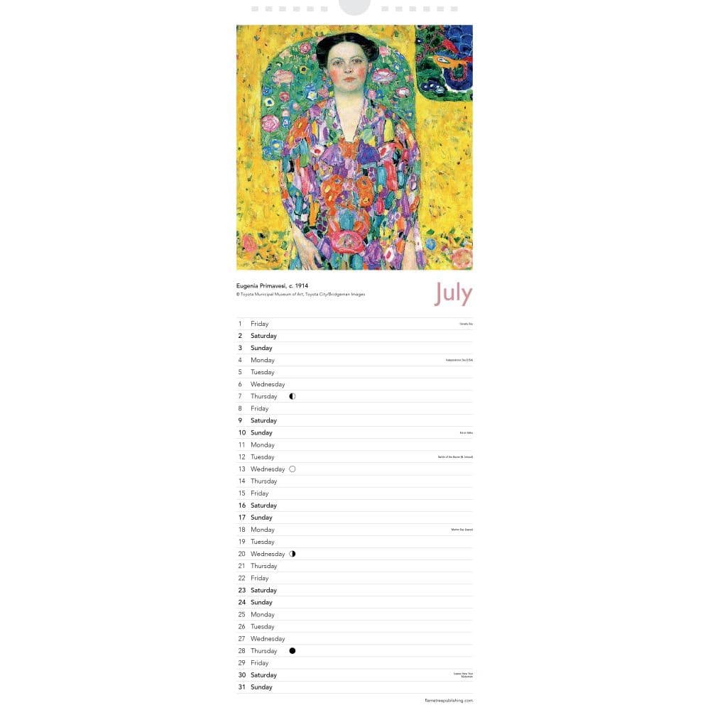 Msum Calendar 2022 Gustav Klimt 2022 Slim Wall Calendar - Calendars.com