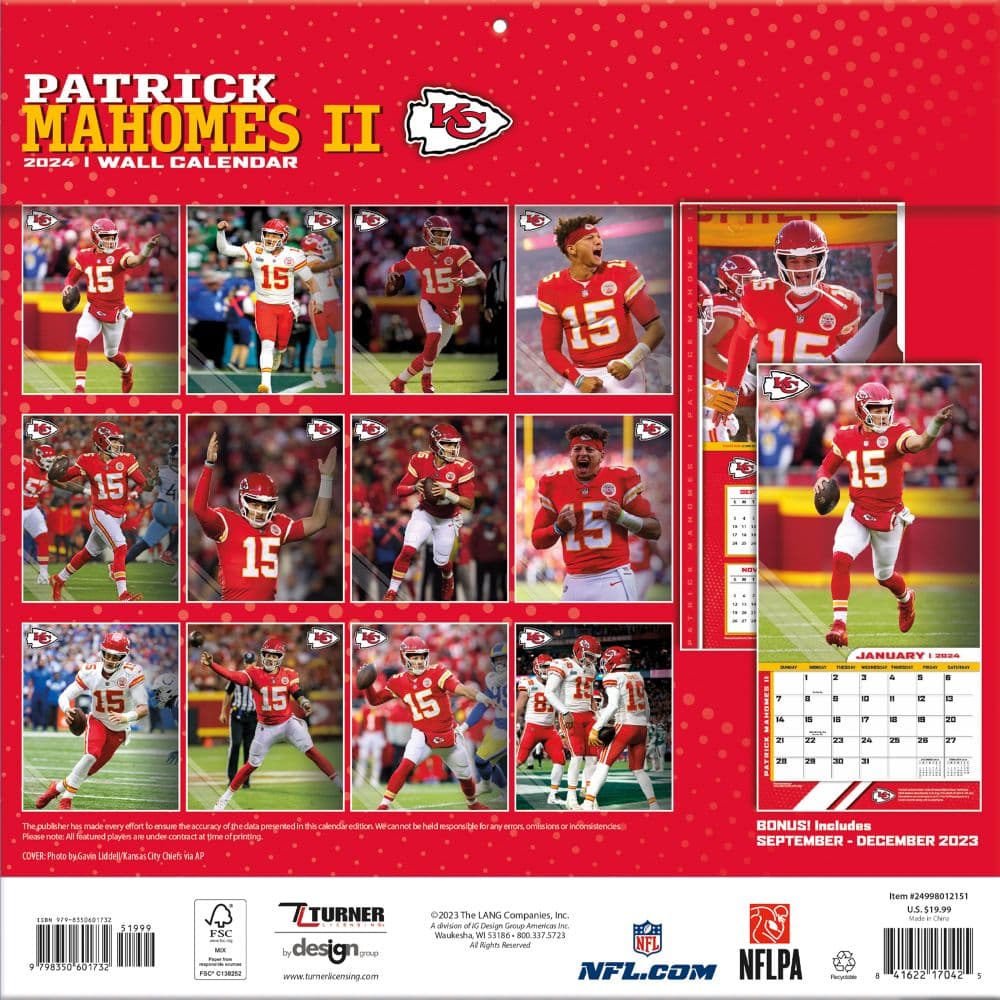 Patrick Mahomes 2024 Wall Calendar