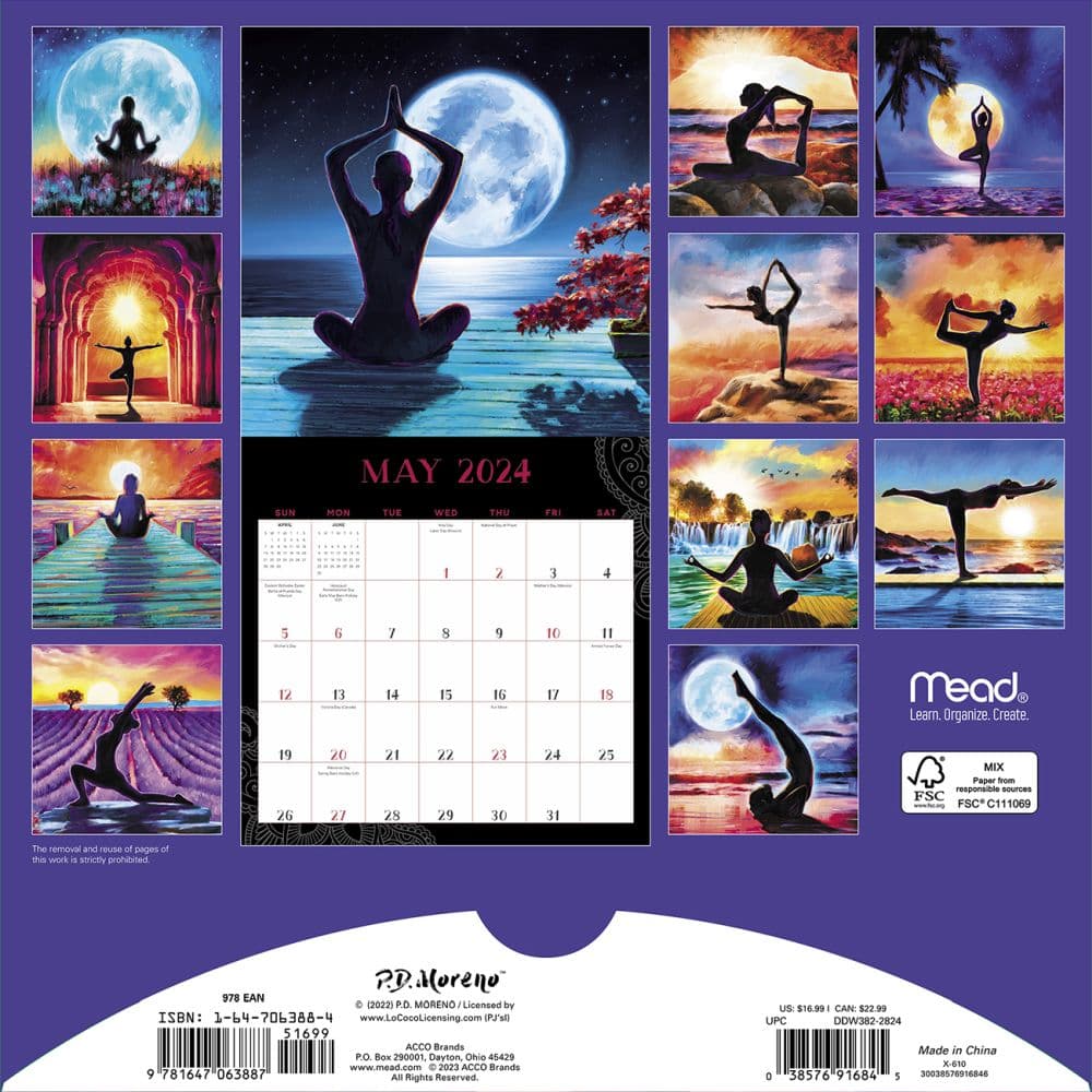 Yoga Silhouettes 2024 Wall Calendar Alternate Image 1