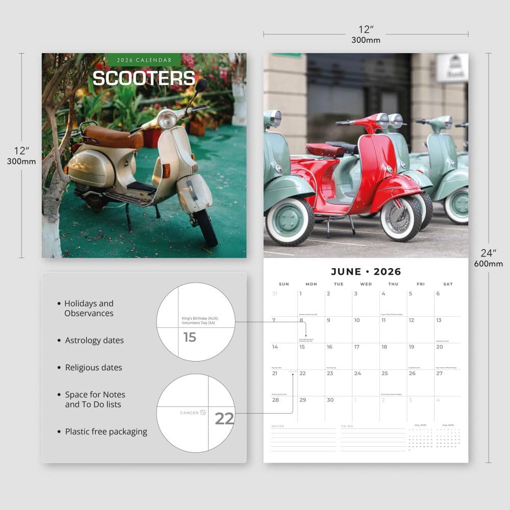 Scooters 2026 Wall Calendar Fourth Alternate Image