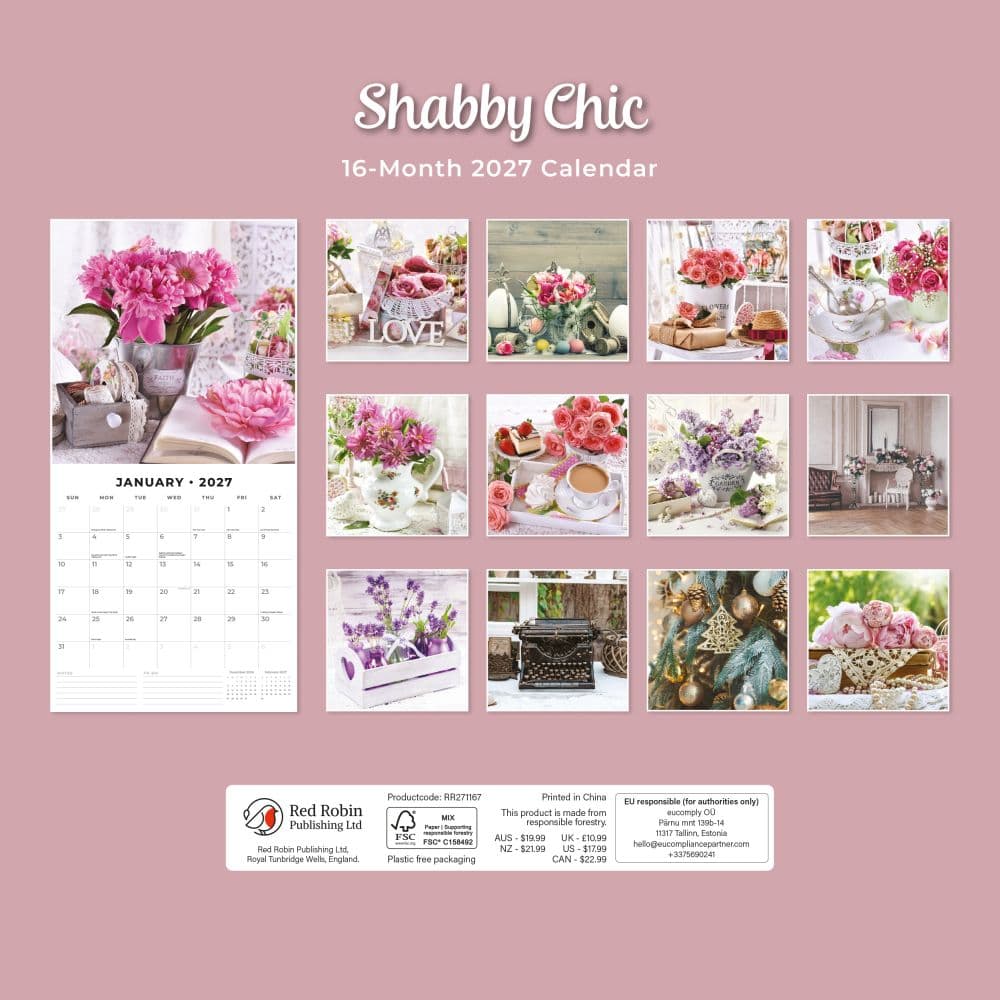 Shabby Chic 2027 Wall Calendar First Alternate Image