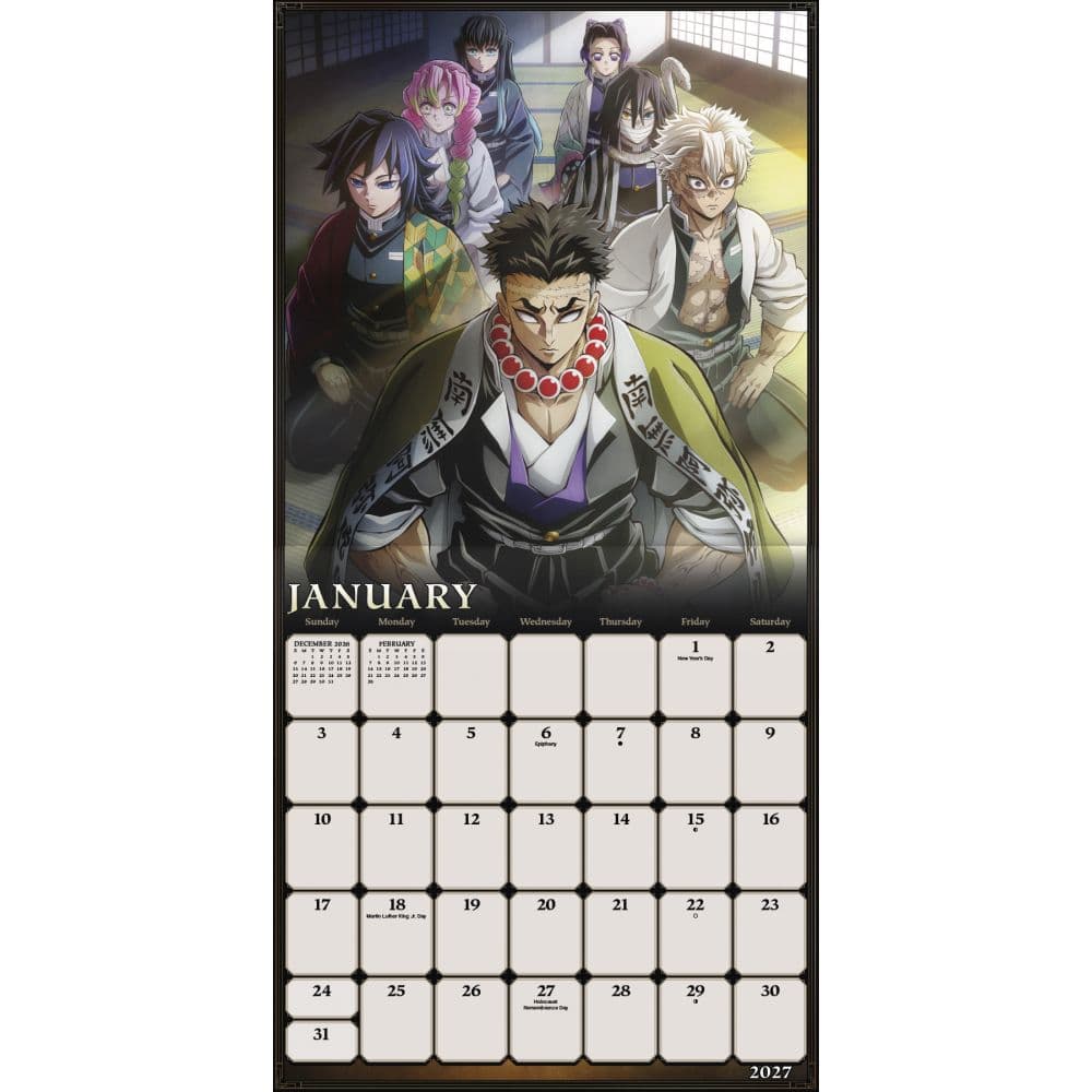 Demon Slayer Kimetsu no Yaiba Exclusive with Bonus Print 2027 Wall Calendar Second Alternate Image