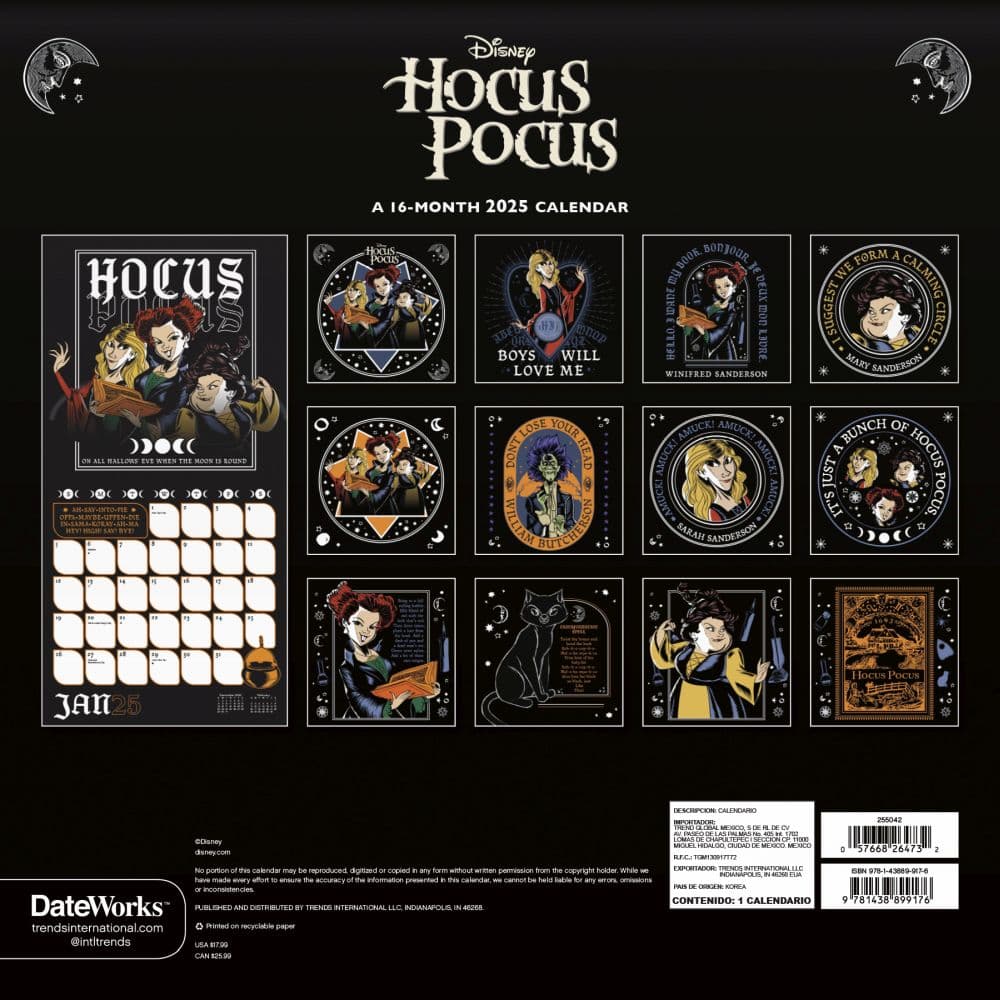 Hocus Pocus 2025 Wall Calendar Alt1