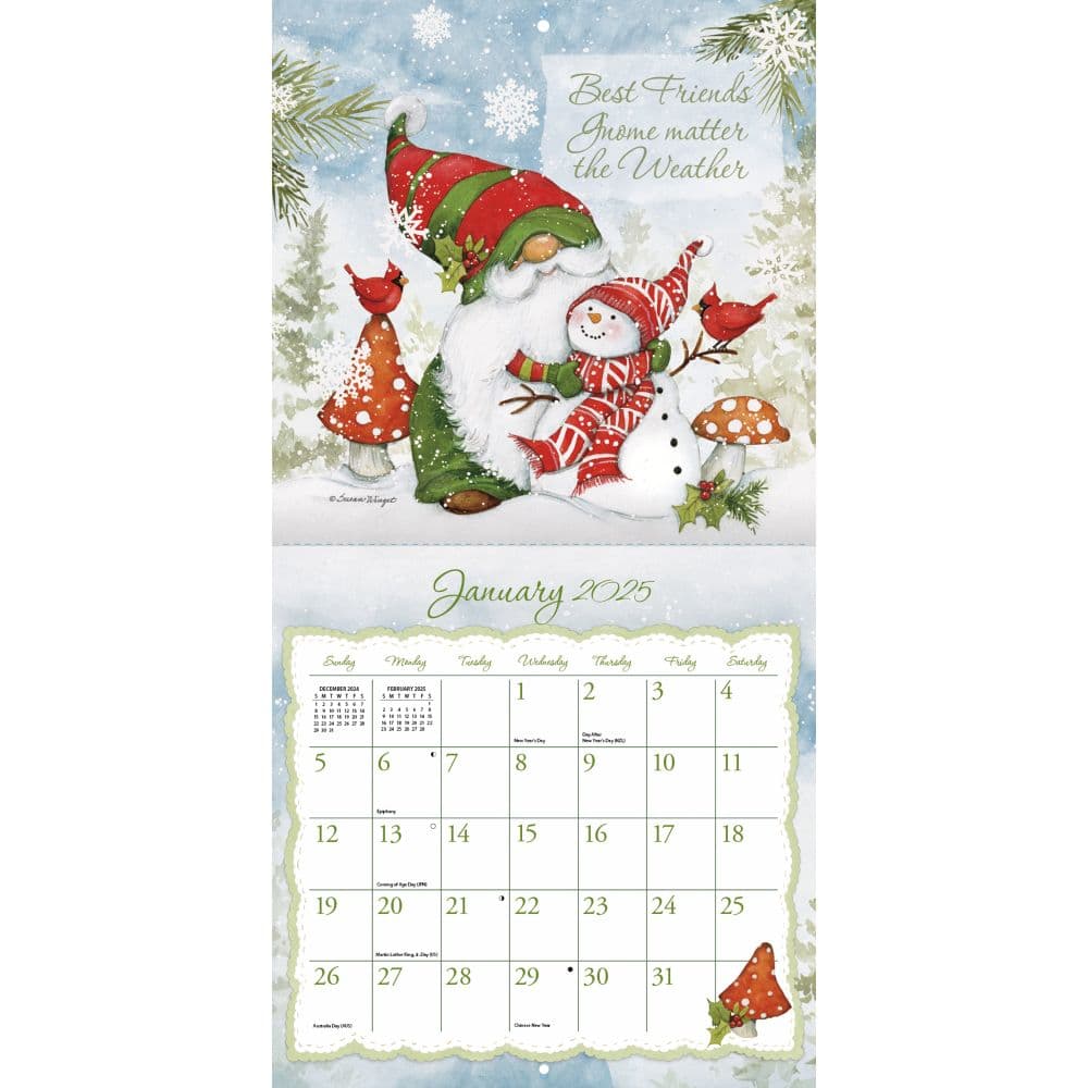 Gnomes by Susan Winget 2025 Wall Calendar
