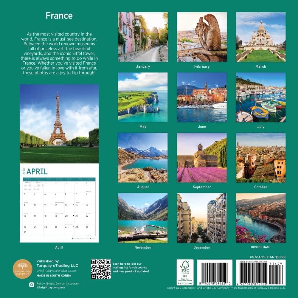 France-2023-Wall-Calendar - Calendars.com