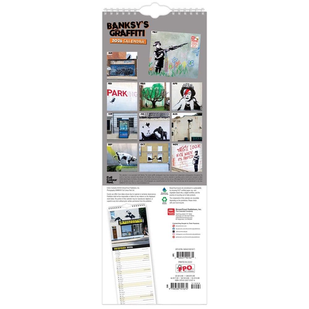 Banksy Graffiti 2026 Vertical Wall Calendar First Alternate Image