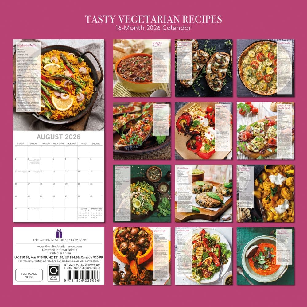 Tasty Vegetarian Recipes 2026 Wall Calendar First Alternate Image