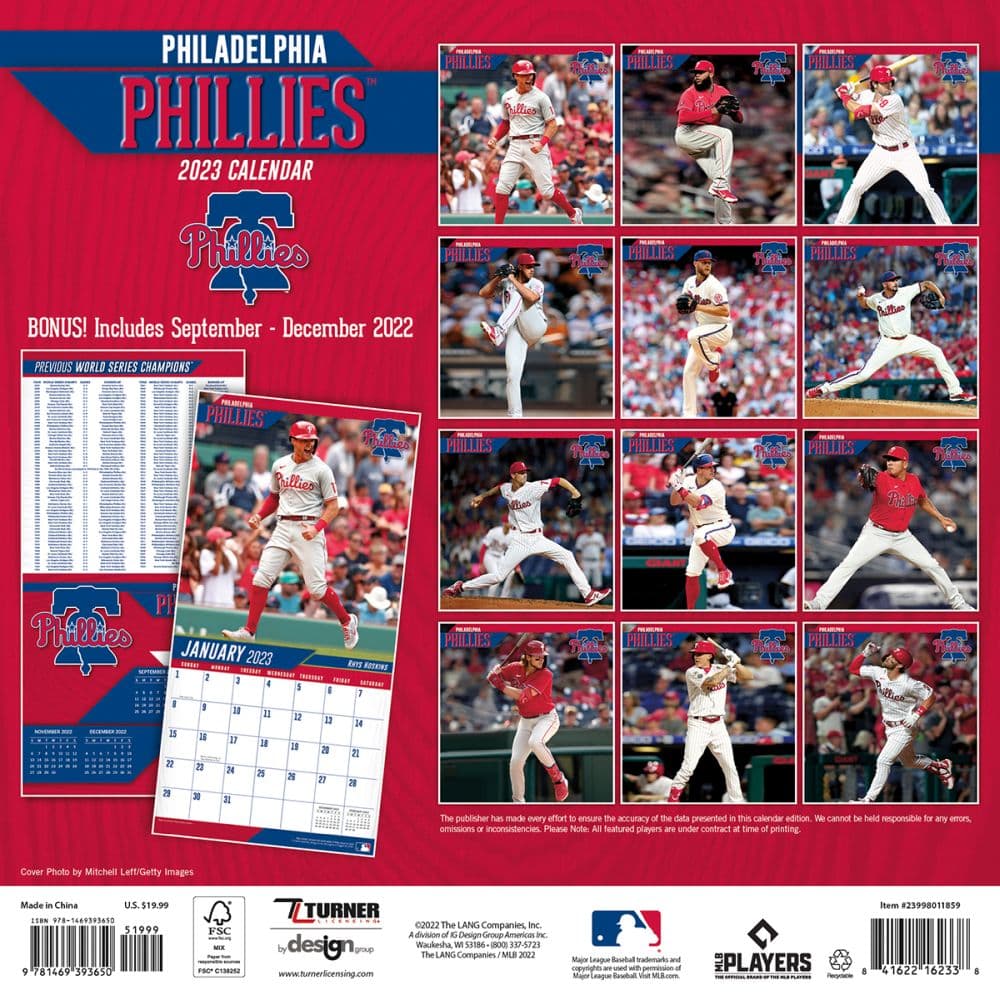 Philadelphia Phillies 2022 12x12 Team Wall Calendar 