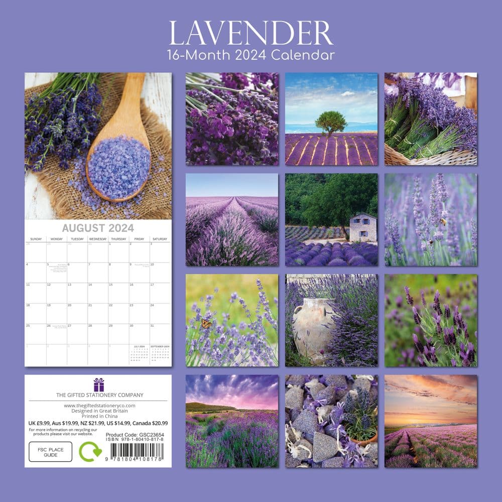 Lavender 2024 Wall Calendar Back Cover