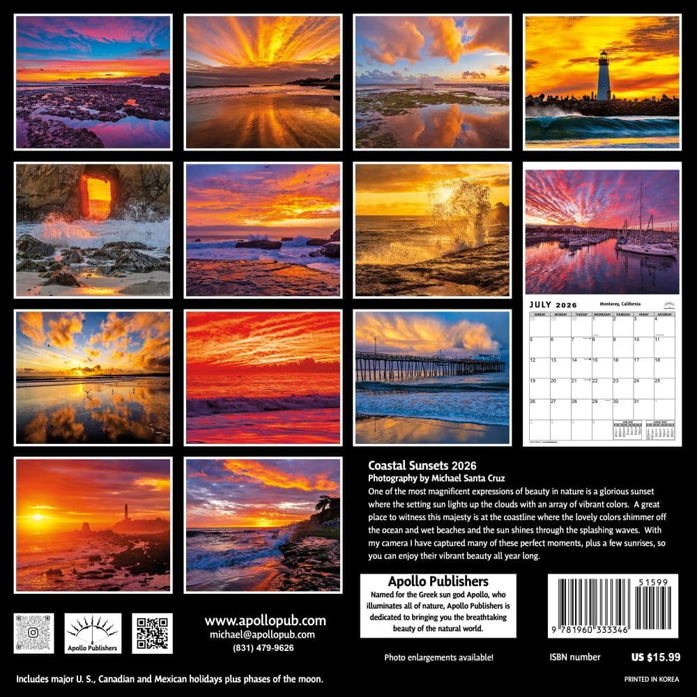 Coastal Sunsets 2026 Wall Calendar First Alternate Image