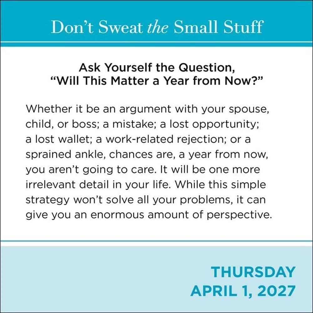 Dont Sweat the Small Stuff 2027 Desk Calendar Second Alternate Image