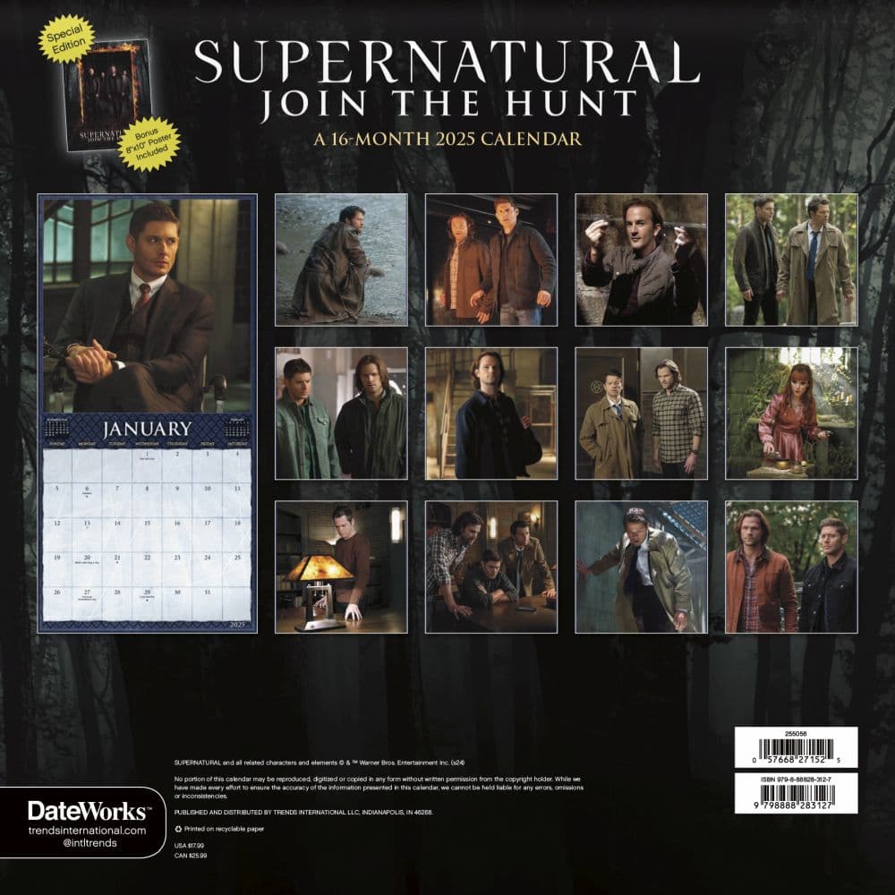 Supernatural Exclusive with Bonus Print 2025 Wall Calendar