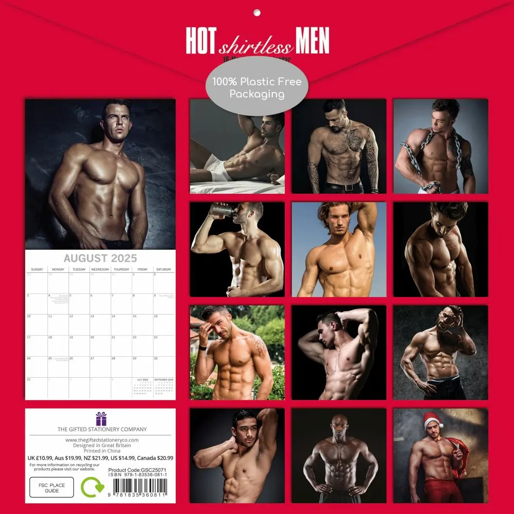 Hot Shirtless Men 2025 Wall Calendar