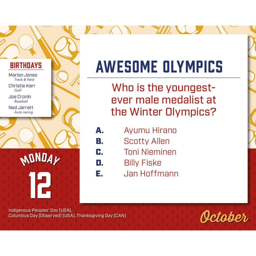 Daily Sports Trivia 2026 Desk Calendar Fourth Alternate Image