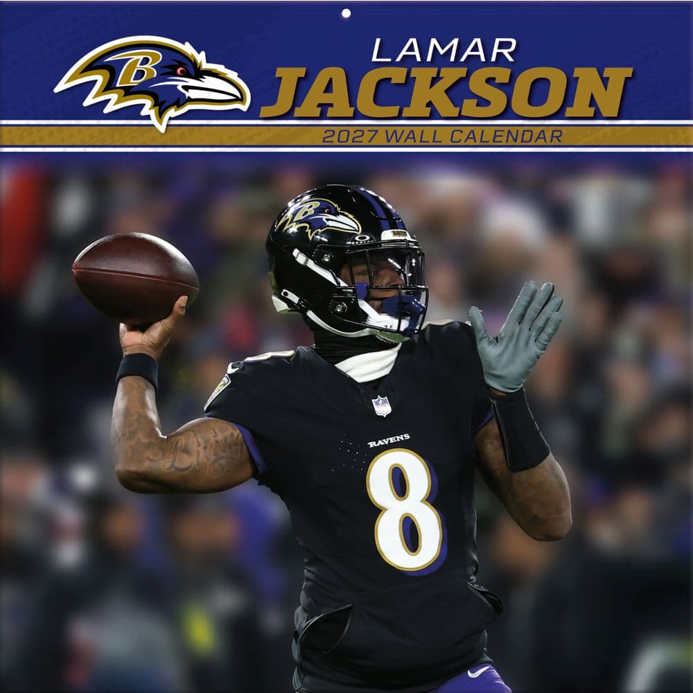 NFL Baltimore Ravens Lamar Jackson 2027 Wall Calendar Main Product Image