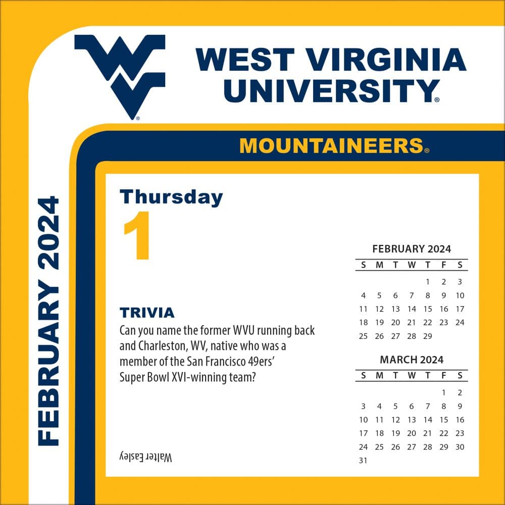 COL West Virginia Mountaineers 2024 Desk Calendar Third Alternate Image width=&quot;1000&quot; height=&quot;1000&quot;