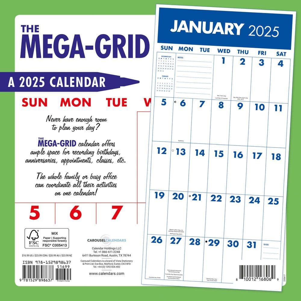 Mega Grid 2025 Wall Calendar First Alternate Image width=&quot;1000&quot; height=&quot;1000&quot;