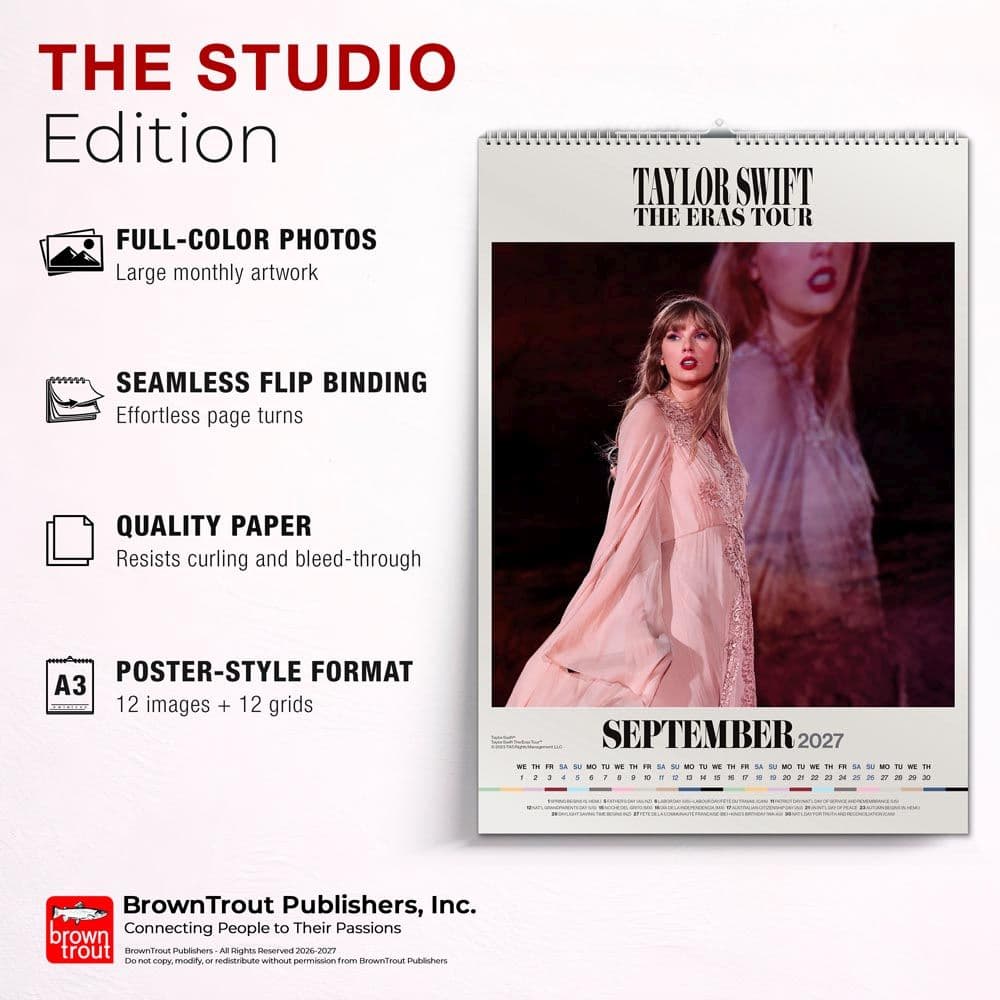 Taylor Swift Poster 2027 Wall Calendar Fifth Alternate Image
