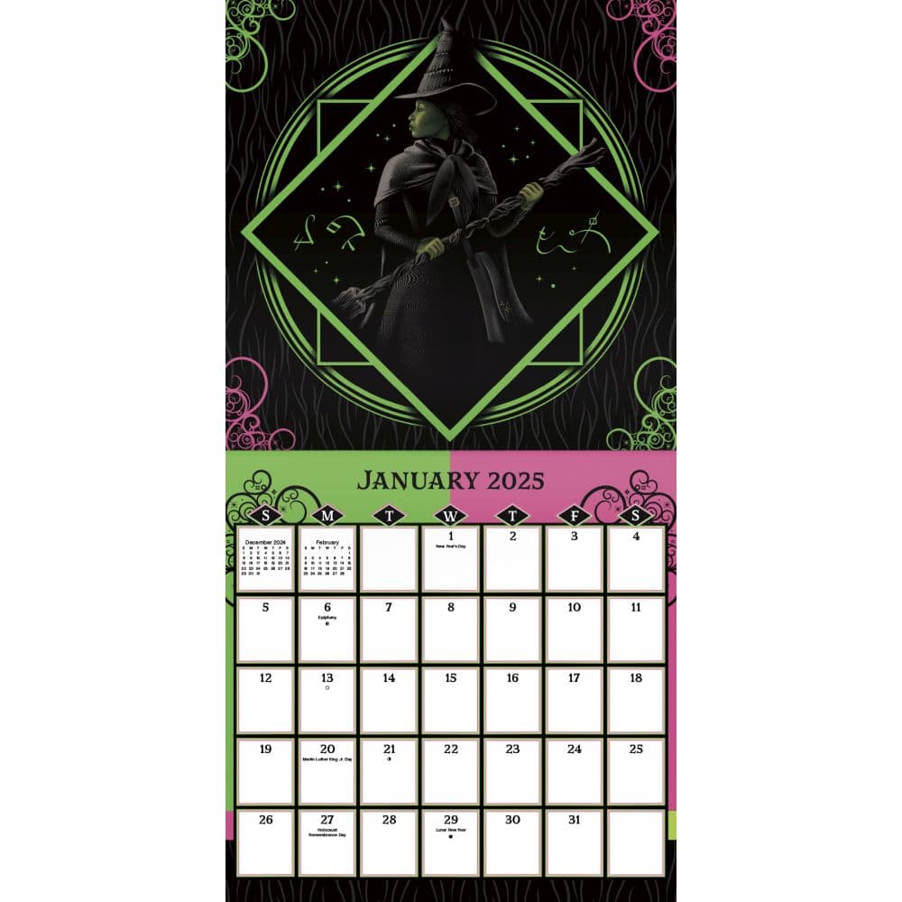 Wicked Movie Elphaba and Glinda 2025 Wall Calendar Alt1