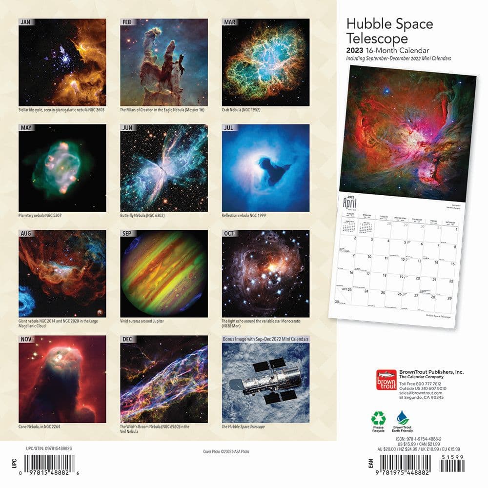 Hubble Telescope 2023 Wall Calendar